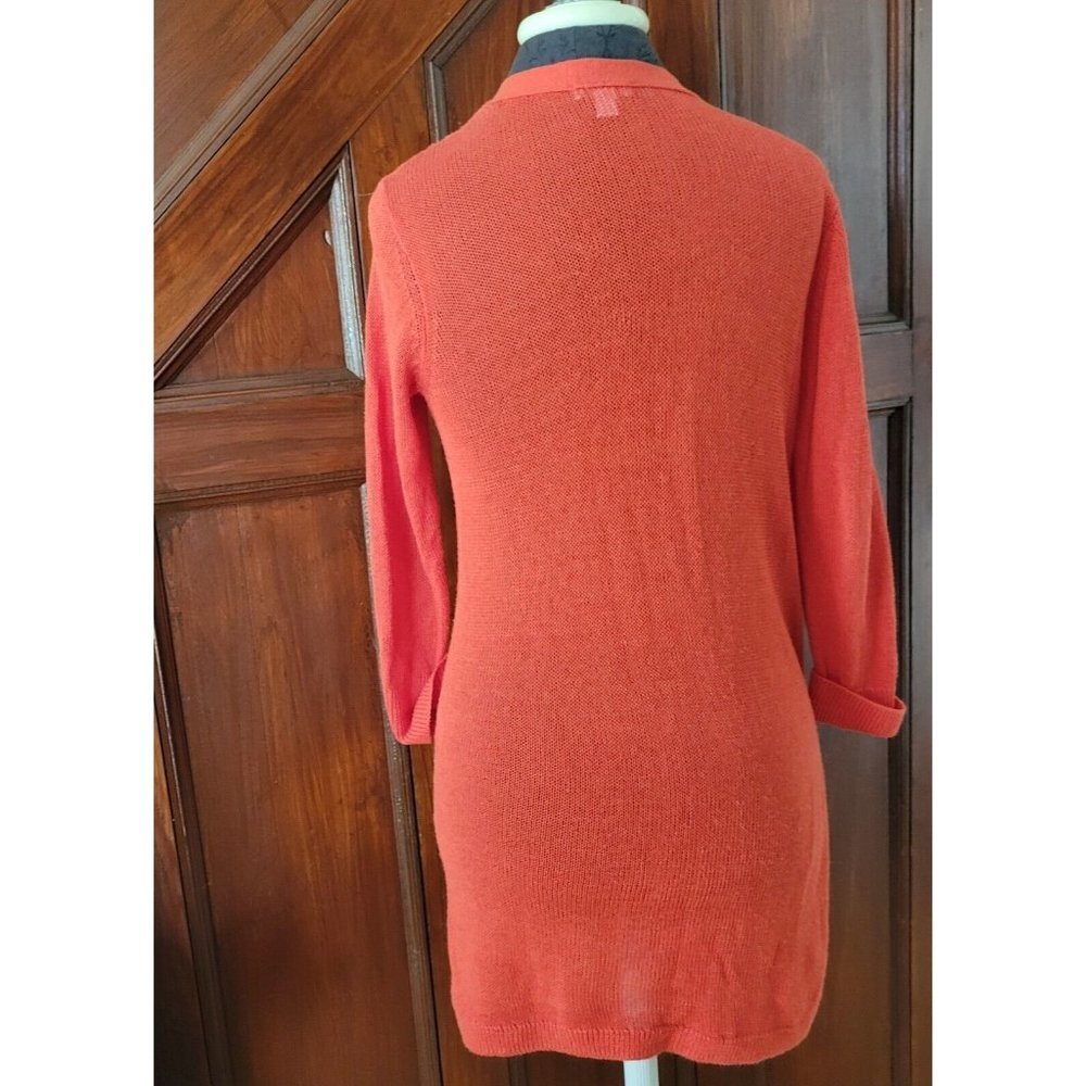 J Jill Coral Salmon Pink V Neck Cardigan Sweater Small XS Linen - Picture 3 of 6